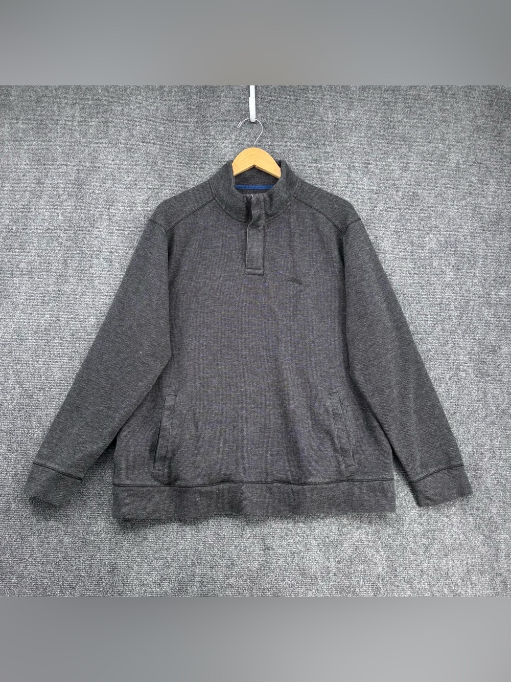 Tommy Bahama Preppy Smart Casual Gorpcore Charcoal Gray 1/4 Zip Pullover Men’s L